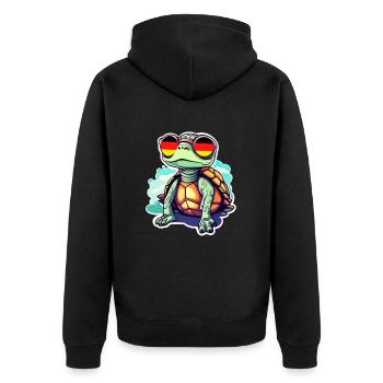 Turtle with sunglasses Germany Football - Unisex Premium Organic Zip Hoodie - black - Back - Nico (187cm)