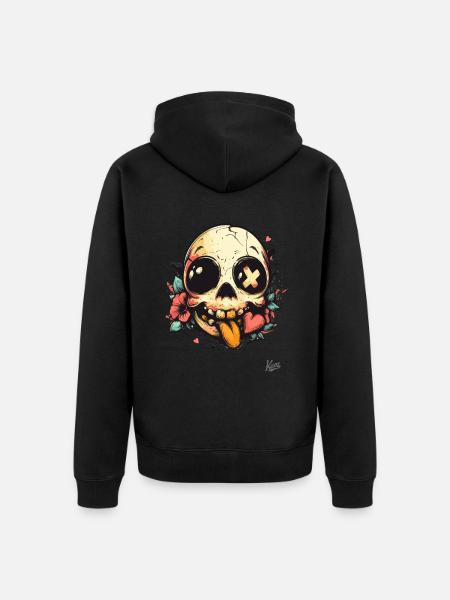Cute, Funny, Naughty Skull - Unisex Premium Organic Zip Hoodie - black
