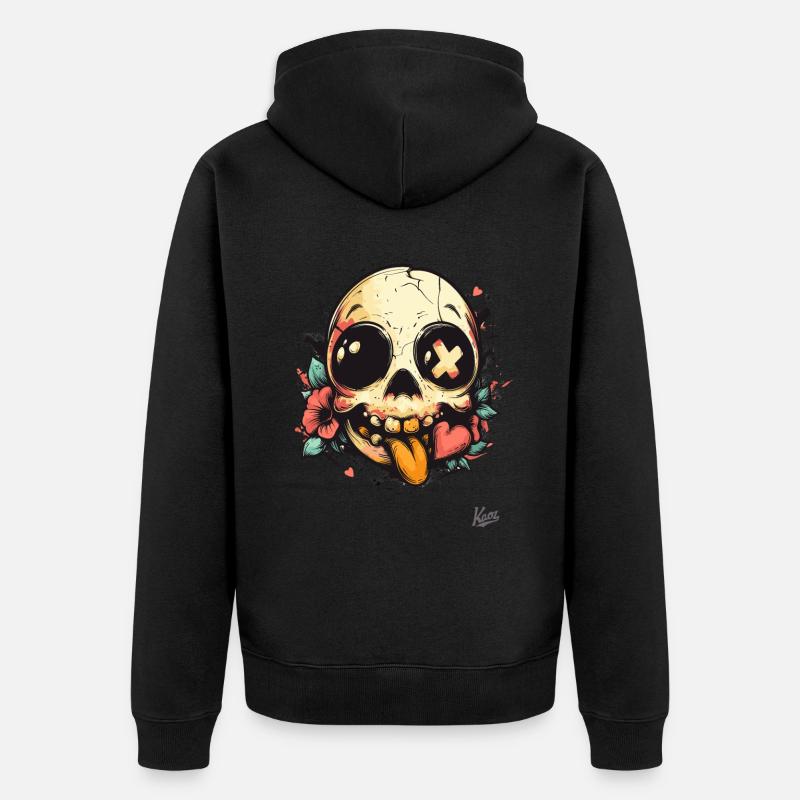 Crâne mignon, drôle, coquin - Veste à capuche bio Premium Unisexe - noir