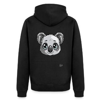 Niedlicher Kuschel-Cartoon: Koala - Unisex Premium Bio Zip Hoodie - Schwarz - Hinten - Nico (187cm)