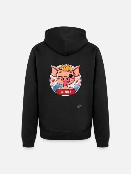 Cute little piggy: OINK! - Unisex Premium Organic Zip Hoodie - black
