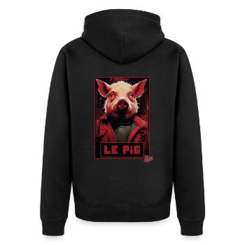 Fake Movie Poster of Le Pig: Wenn Schweine fliegen - Unisex Premium Bio Zip Hoodie - Schwarz - Hinten - Nico (187cm)