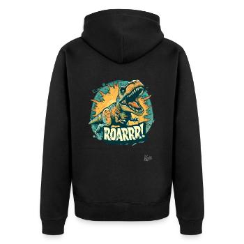 Another Rex Roar Dino Dinosaur - Unisex Premium Organic Zip Hoodie - black - Back - Nico (187cm)