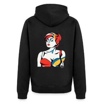 Abstract Art Portrait of a Woman - Unisex Premium Organic Zip Hoodie - black - Back - Nico (187cm)
