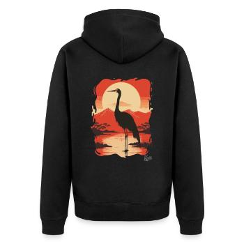 Japanese crane: feather-light fashion - Unisex Premium Organic Zip Hoodie - black - Back - Nico (187cm)