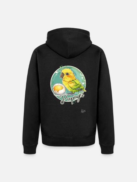 Parrot Egg: Parrot and Egg - Unisex Premium Organic Zip Hoodie - black