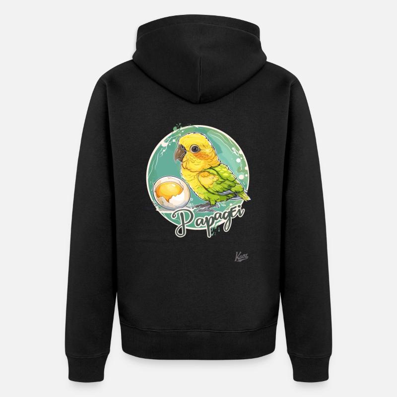 Parrot Egg: Parrot and Egg - Unisex Premium Organic Zip Hoodie - black