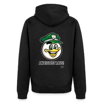 Deutscher Vogel Beamter, Anzeige ist raus - Unisex Premium Bio Zip Hoodie - Schwarz - Hinten - Nico (187cm)