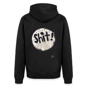 Lustige Scheisse - Unisex Premium Bio Zip Hoodie - Schwarz - Hinten - Nico (187cm)
