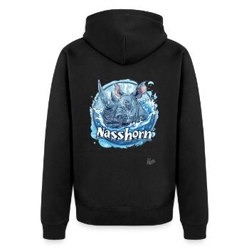 A Nasshorn: The Rhinoceros in the Water - Unisex Premium Organic Zip Hoodie - black - Back - Nico (187cm)