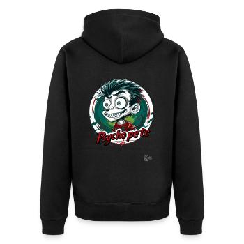 Psycho Pete: Crazy Fun - Unisex Premium Organic Zip Hoodie - black - Back - Nico (187cm)
