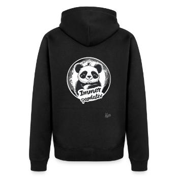 Funny Positive Panda: Always Stay Pandative - Unisex Premium Organic Zip Hoodie - black - Back - Nico (187cm)
