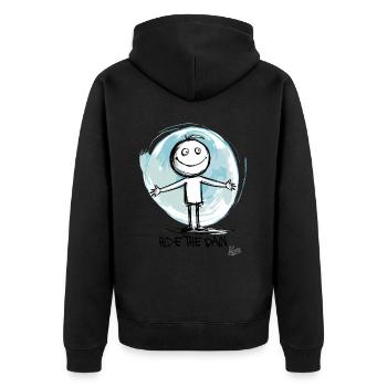 Verstecke den Schmerz - Unisex Premium Bio Zip Hoodie - Schwarz - Hinten - Nico (187cm)