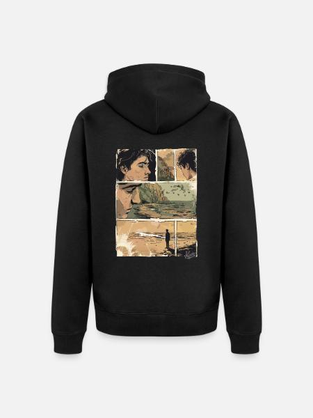 Comic der Einsamkeit am Strand - Unisex Premium Bio Zip Hoodie - Schwarz