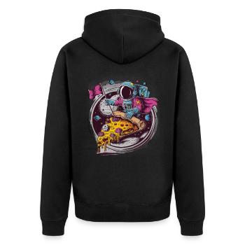 Astronaut in Pizza für einen Kosmonaut - Unisex Premium Bio Zip Hoodie - Schwarz - Hinten - Nico (187cm)