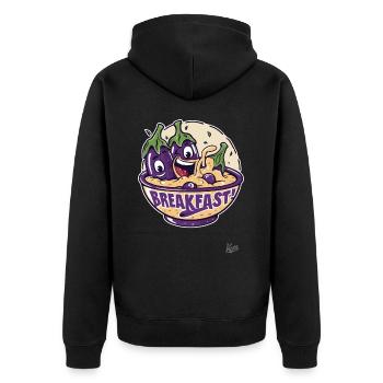petit-déjeuner frais et aubergines joyeuses - Veste à capuche bio Premium Unisexe - noir - Dos - Nico (187cm)