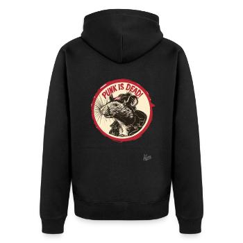 Music Punk Rat: Punk is dead - Unisex Premium Organic Zip Hoodie - black - Back - Nico (187cm)