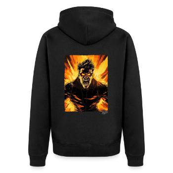 Super Anger Hero: Der heldenhafte Ausbruch - Unisex Premium Bio Zip Hoodie - Schwarz - Hinten - Nico (187cm)