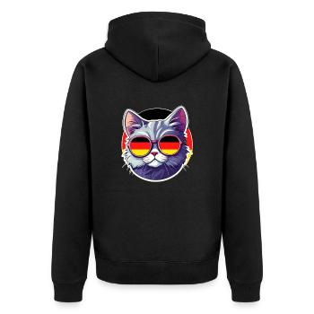 Germany Cat with Sunglasses - Unisex Premium Organic Zip Hoodie - black - Back - Nico (187cm)