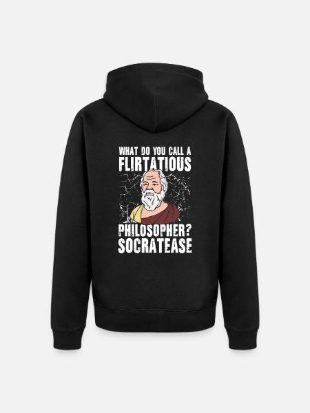 Flirtatious Philosopher Socratease - Unisex Premium Bio Zip Hoodie - Schwarz