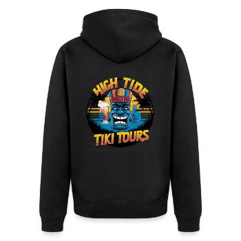 Tiki Kultur Maori Maske für einen Tkik Fans - Unisex Premium Bio Zip Hoodie - Schwarz - Hinten - Nico (187cm)