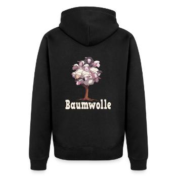 Baumwolle Schafe für einen Schafliebhaber - Unisex Premium Bio Zip Hoodie - Schwarz - Hinten - Nico (187cm)