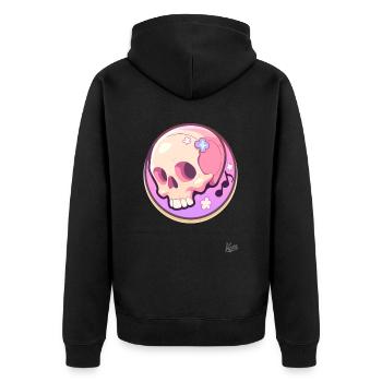 Musical notes and a relaxed cute skull - Unisex Premium Organic Zip Hoodie - black - Back - Nico (187cm)