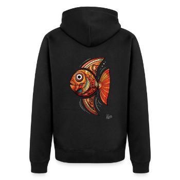 Big, cool, funny coral fish - Unisex Premium Organic Zip Hoodie - black - Back - Nico (187cm)