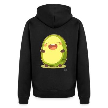 Funny Happy Laughing Avocado - Unisex Premium Organic Zip Hoodie - black - Back - Nico (187cm)