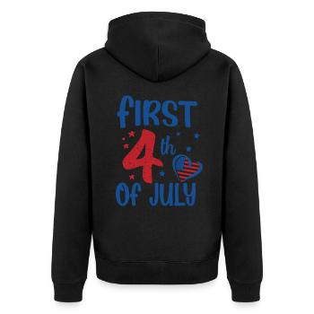 First 4th of July Independence Day Amerika - Unisex Premium Bio Zip Hoodie - Schwarz - Hinten - Nico (187cm)