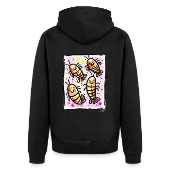 Leben im glücklichen Garnelen-Paradies - Unisex Premium Bio Zip Hoodie - Schwarz - Hinten - Nico (187cm)