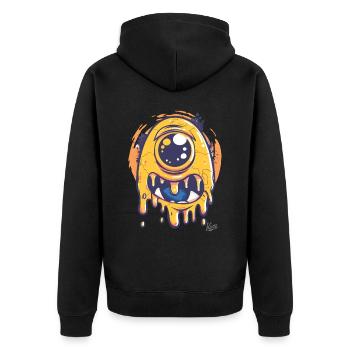 Lustiger Einäugiger Zyklop: Niedliches Monster - Unisex Premium Bio Zip Hoodie - Schwarz - Hinten - Nico (187cm)