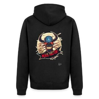The devil of truth says: Shut up - Unisex Premium Organic Zip Hoodie - black - Back - Nico (187cm)