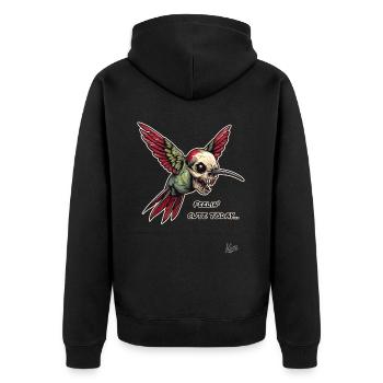 Goblin-Kopf-Schädel: Kolibri fühlt sich süß - Unisex Premium Bio Zip Hoodie - Schwarz - Hinten - Nico (187cm)