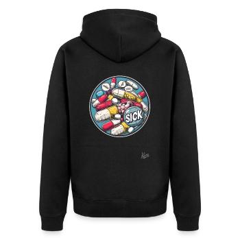 So viele Pillen, Medikamente so krank - Unisex Premium Bio Zip Hoodie - Schwarz - Hinten - Nico (187cm)