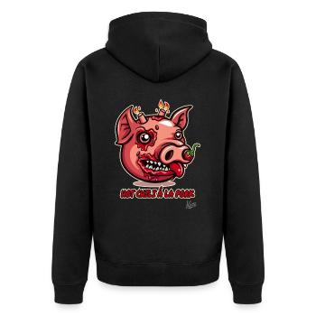 Porc chaud : avec du piment au nez - Veste à capuche bio Premium Unisexe - noir - Dos - Nico (187cm)