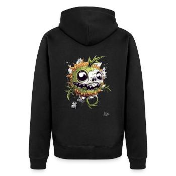 Crâne zombifié : Poisson-globe zombie - Veste à capuche bio Premium Unisexe - noir - Dos - Nico (187cm)