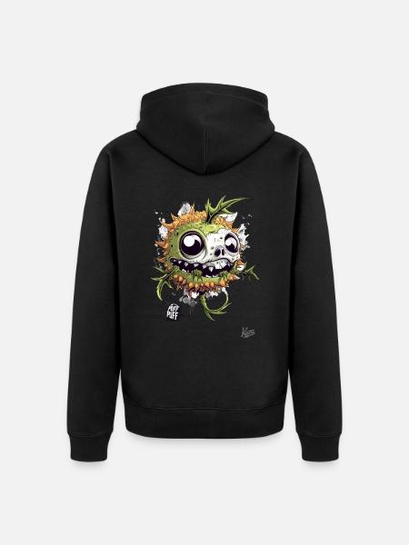 Zombified Skull: Zombie Pufferfish - Unisex Premium Organic Zip Hoodie - black
