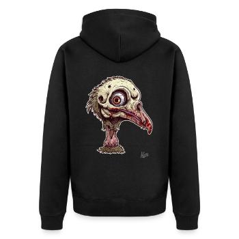 Zombie Straußenvogel Vogel - Unisex Premium Bio Zip Hoodie - Schwarz - Hinten - Nico (187cm)