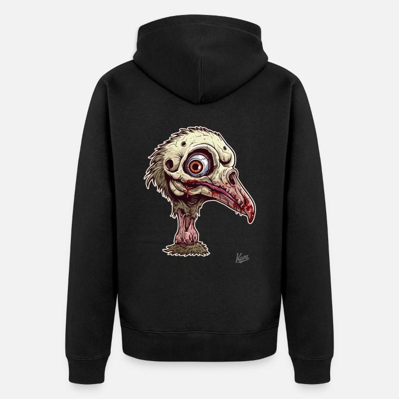 Zombie Straußenvogel Vogel - Unisex Premium Bio Zip Hoodie - Schwarz