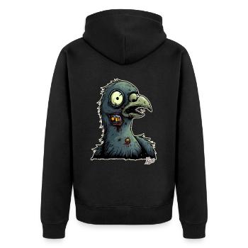 A frightened zombie pigeon - Unisex Premium Organic Zip Hoodie - black - Back - Nico (187cm)