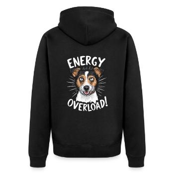 Foxterrier Hund High Energy - Unisex Premium Bio Zip Hoodie - Schwarz - Hinten - Nico (187cm)