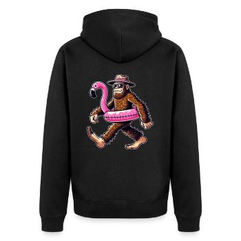 Poolparty Swimmingpool Badeurlaub Freibad Bigfoot - Unisex Premium Bio Zip Hoodie - Schwarz - Hinten - Nico (187cm)