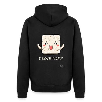 I love tofu - A must for tofu fans - Unisex Premium Organic Zip Hoodie - black - Back - Nico (187cm)