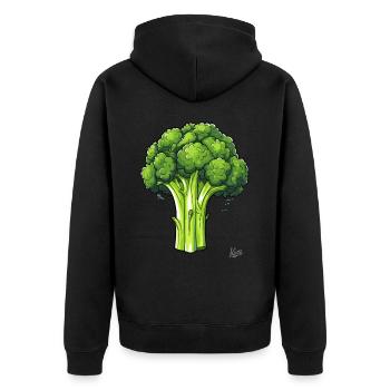The big, bad broccoli - Unisex Premium Organic Zip Hoodie - black - Back - Nico (187cm)