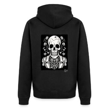 Happy Skeleton Skull Skull - Unisex Premium Organic Zip Hoodie - black - Back - Nico (187cm)