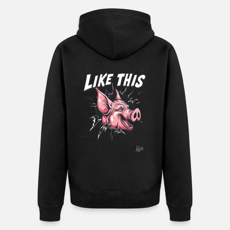 Percée : Comme ce cochon drôle - Veste à capuche bio Premium Unisexe - noir