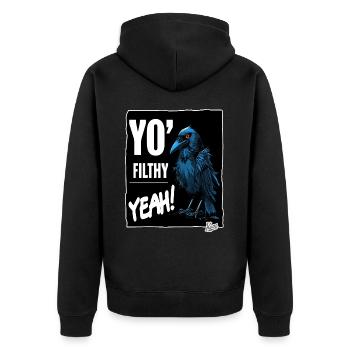 Dreckige Gruselige Krähe - Unisex Premium Bio Zip Hoodie - Schwarz - Hinten - Nico (187cm)