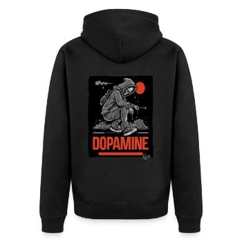 Graffiti Artist Skelet Skull Dopamine - Unisex Premium Organic Zip Hoodie - black - Back - Nico (187cm)