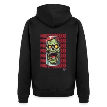 Monster Zombie Getränke Dose - Unisex Premium Bio Zip Hoodie - Schwarz - Hinten - Nico (187cm)